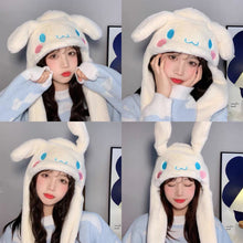 Carregar imagem no visualizador da galeria, Roffatide Anime White Dog Ear Moving Jumping Hat Fluffy Beanie Cap Soft Warm Winter Head Wear Cute Hats for Women