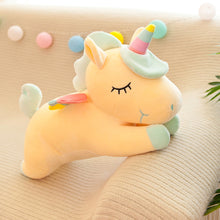 Carregar imagem no visualizador da galeria, Rainbow angel unicorn hair doll throw pillow
