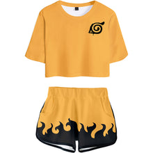 Load image into Gallery viewer, Naruto Printed Crop Top Shorts 2 Piece Set
