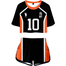 画像をギャラリービューアに読み込む, Haikyuu Printed Crop Top Shorts 2 Piece Set
