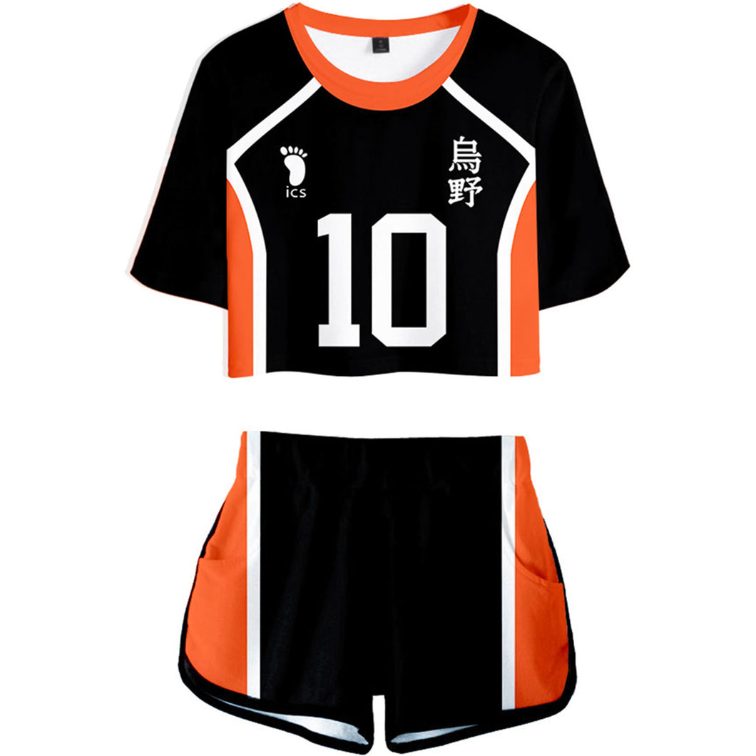 Haikyuu Printed Crop Top Shorts 2 Piece Set