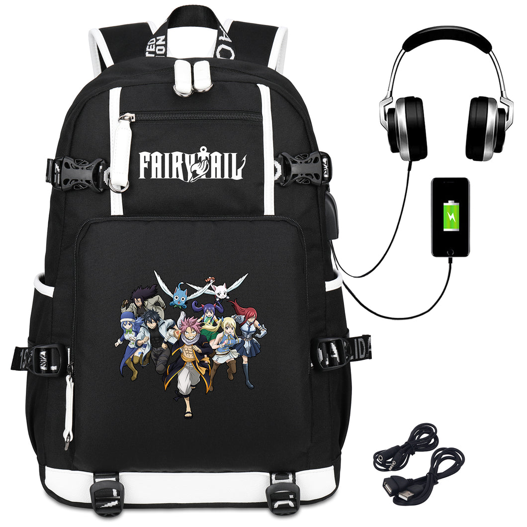 Fairy Tail USB Charging Port & Headphone Port Etherious Natsu Dragneel Schoolbag